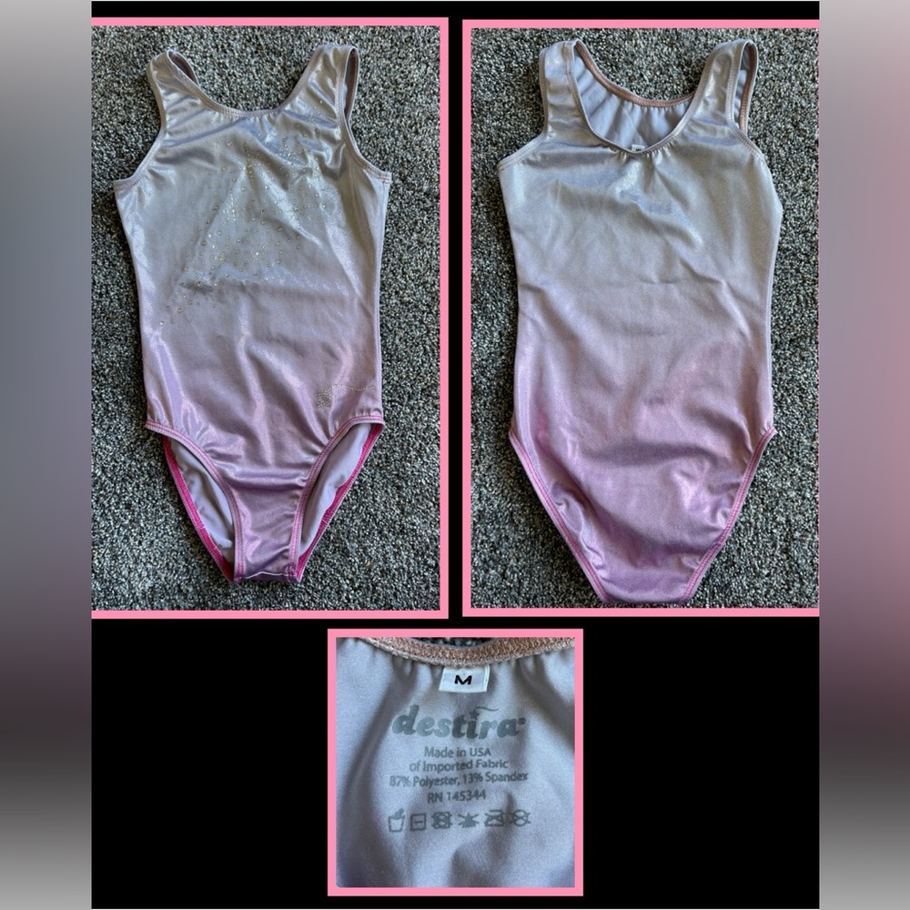 Child Medium (8) destira Ombré Pink Sparkly Gymnastics Leotard